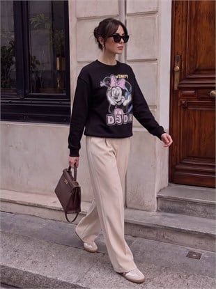 5923 Micky Minie Baskı Bisiklet Yaka Sweat