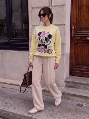 5923 Micky Minie Baskı Bisiklet Yaka Sweat