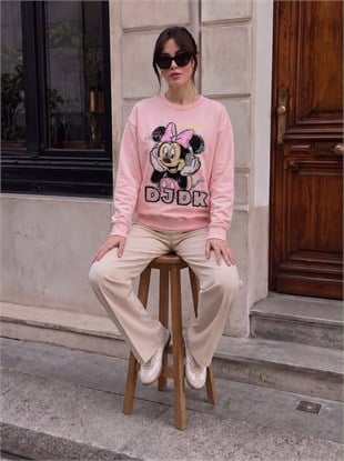 5923 Micky Minie Baskı Bisiklet Yaka Sweat