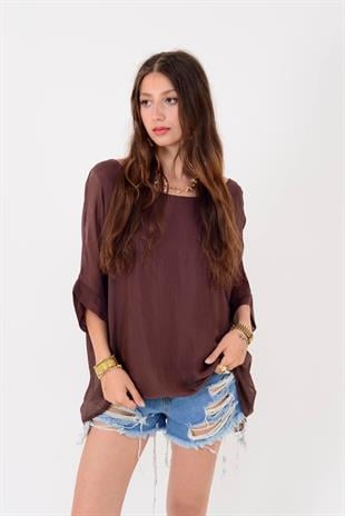 6061 Bağlama Detaylı İpek Bluz