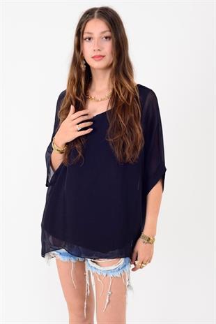 6061 Bağlama Detaylı İpek Bluz