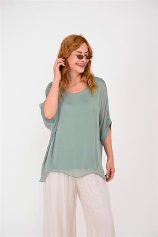 6061 Bağlama Detaylı İpek Bluz