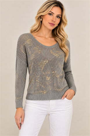 6090 Batik Desen Merserize Yıldızlı Bluz