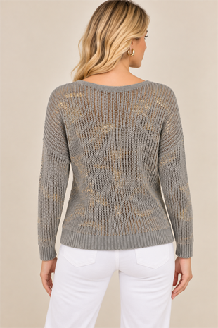 6090 Batik Desen Merserize Yıldızlı Bluz