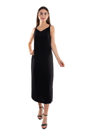 61749 Zincir Askı Vyaka Krep Midiboy Elbise