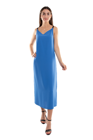 61749 Zincir Askı Vyaka Krep Midiboy Elbise