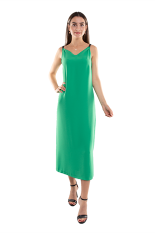 61749 Zincir Askı Vyaka Krep Midiboy Elbise