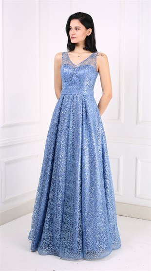 6261 KB Simli Uzun Abiye Elbise