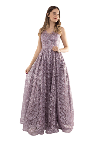 6261 KB Simli Uzun Abiye Elbise