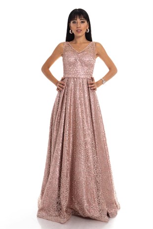 6261 KB Simli Uzun Abiye Elbise