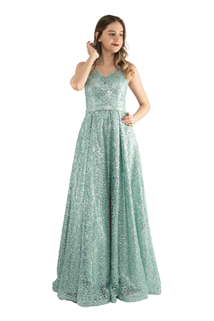 6261 KB Simli Uzun Abiye Elbise