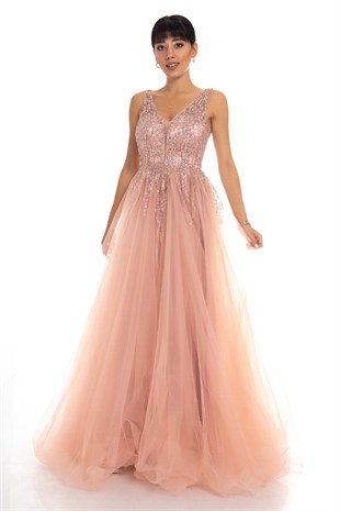 6871 İşlemeli Uzun Tül Nişanlık