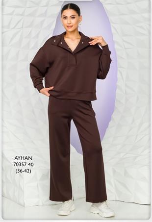 70357 Dik Yaka Çıtçıtlı Sweat Beli Lastikli Eşofman Takım