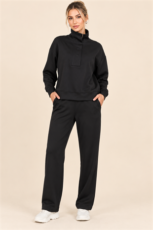 70357 Dik Yaka Çıtçıtlı Sweat Beli Lastikli Eşofman Takım