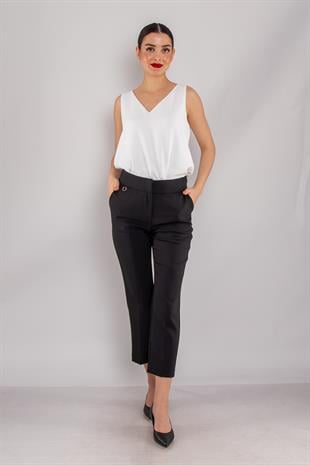 70593 Yan Cep Mini Tokalı Kadın Pantolon