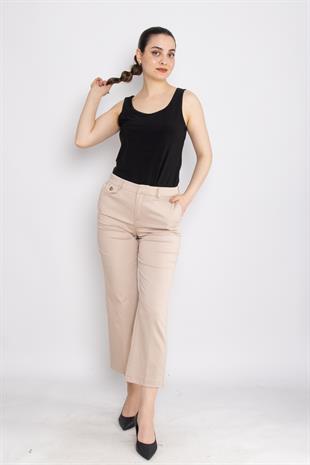 70810 Düğme Detay Pamuklu Pantolon