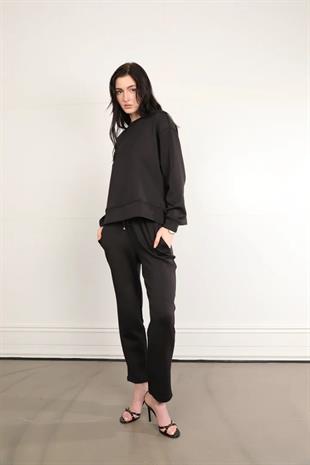 71301 Modal Yırtmaçlı Sweat Beli Lastikli Pantolon Takım