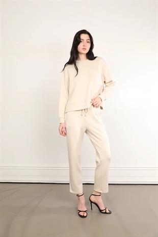 71301 Modal Yırtmaçlı Sweat Beli Lastikli Pantolon Takım