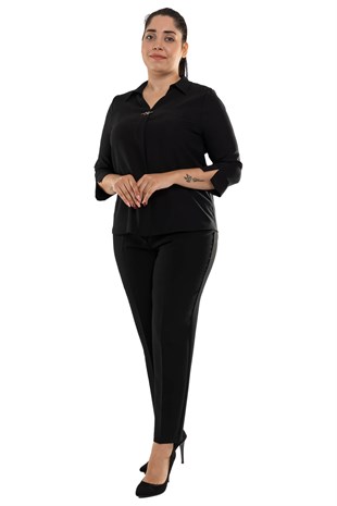 7302 Büyük Beden Cepli Kumaş Pantolon