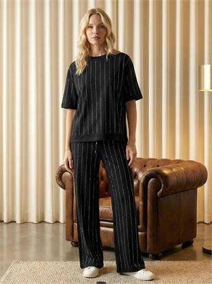 7481 Sıra Taş Baskılı Kısa Kol Sweat Eşofman Takımı