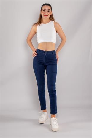 75277 Cep Dikişli Pamuklu Kanvas Kadın Kot Pantolon