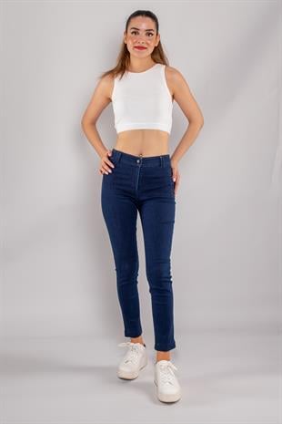 75277 Cep Dikişli Pamuklu Kanvas Kadın Kot Pantolon