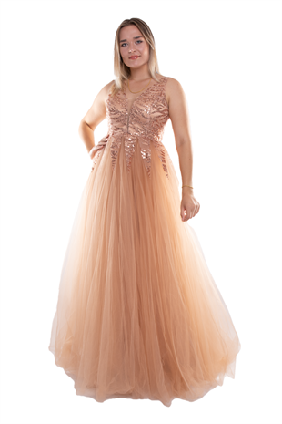 7555 Desire Simli Pul Piroşeli Uzun Tül Nişanlık