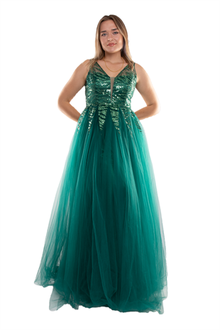 7555 Desire Simli Pul Piroşeli Uzun Tül Nişanlık