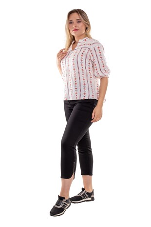 77233 Büyük Beden Paça Fermuarlı İnce Kot Kadın Pantolon