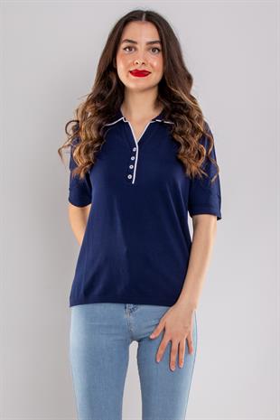 804 Polo Yaka Özel Düğmeli Merserize Triko