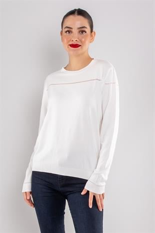 830 Özel Bisiklet Yaka Ajurlu Merserize Kadın Triko