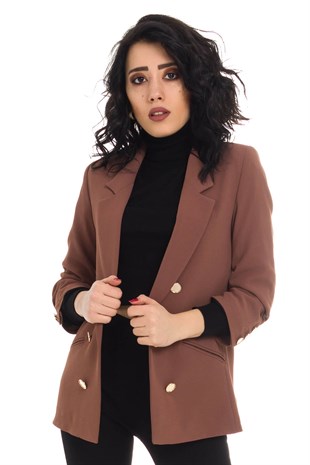 90113 Önü Düğmeli Kolu Büzgülü Ceket