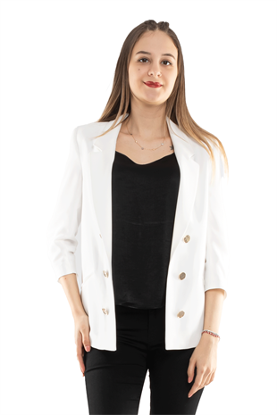 90113 Önü Düğmeli Kolu Büzgülü Ceket