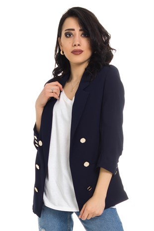 90113 Önü Düğmeli Kolu Büzgülü Ceket