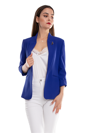 90179 Kedi Broşlu Kadın Ceket