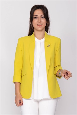 90179 Kedi Broşlu Kadın Ceket