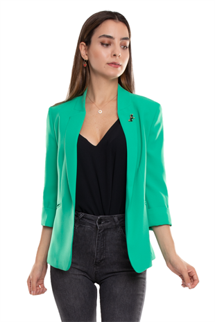 90179 Kedi Broşlu Kadın Ceket