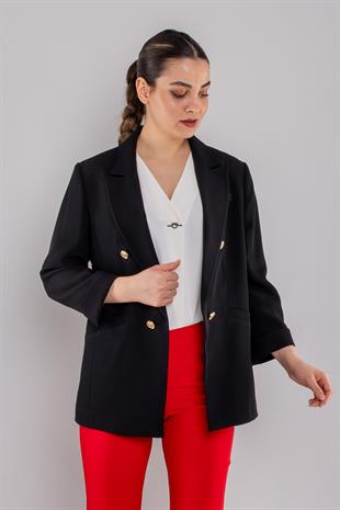 90663 Gold Düğmeli Blazer Tunik Ceket
