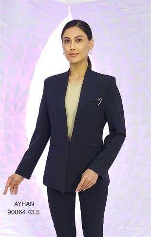 90864 Yakasız Krep Broş Detay Gömlek