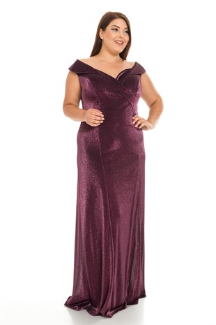 9114 LADY YAKA SİM KUMAŞ UZUN ABİYE