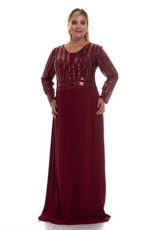 9134 BB Payetli Uzun Kol ABiye Elbise