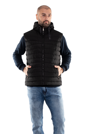 917-226 RegularFit Memory Kombinli Kapşonu Çıkma Erkek Şişme Yelek