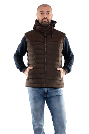 917-226 RegularFit Memory Kombinli Kapşonu Çıkma Erkek Şişme Yelek