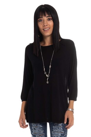 928 Bisiklet Yaka Truvakar Kol İnce Triko Bluz