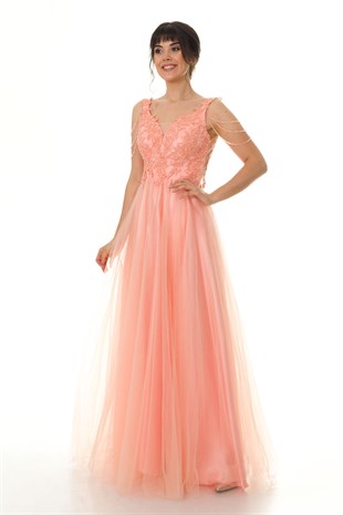 952 KB BONCUK NAKIŞ İŞLİ.ETEĞİ TÜL ELBİSE