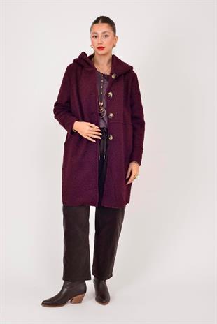 99116 Düğmeli Cepli Buklet Keçe Kaban