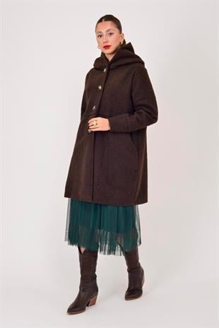 99116 Düğmeli Cepli Buklet Keçe Kaban