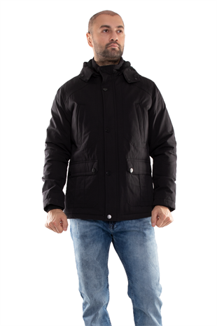 99391-242 RegularFit İçi Kürklü Kapşonlu Erkek Kaban