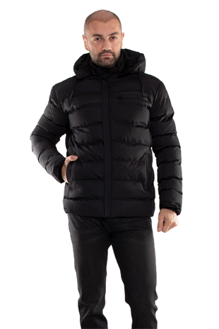 99477-113 RegularFit Kapşonlu İçi Kürklü Erkek Şişme Mont