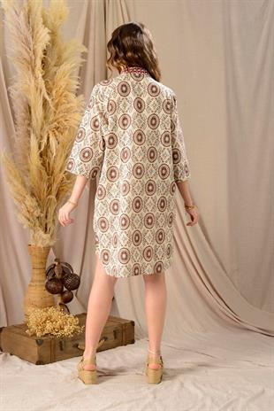 AN10557 A3672 Desen Garnili Kısa Elbise